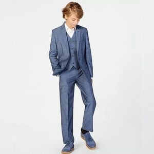 Calvin Klein Youth Big Boys Slim-Fit Plain-Weave Suit Jacket + Pants, Blue sz 10